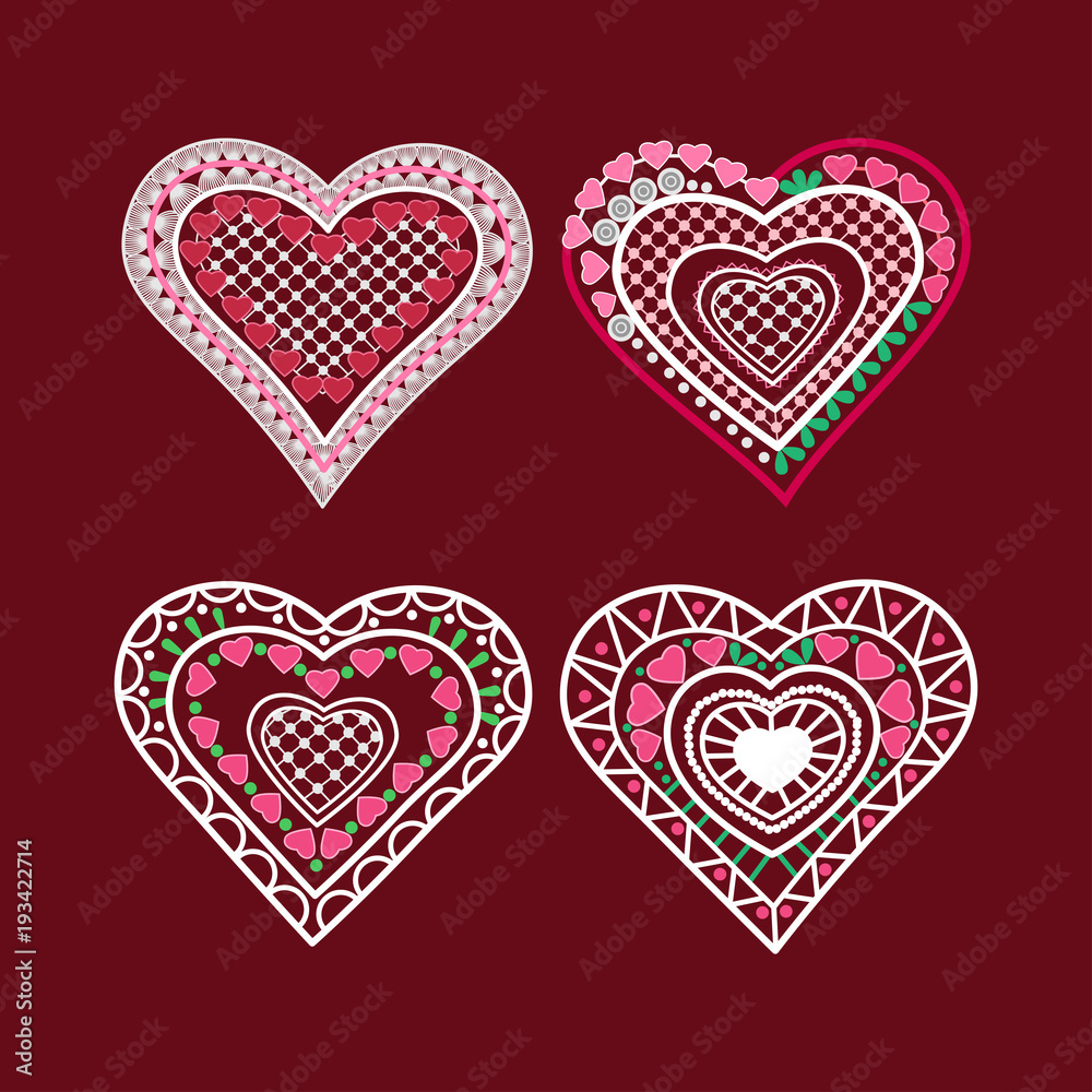 vector heart, vintage heart, heart with lace