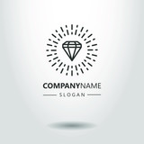 black and white diamond logo with rays