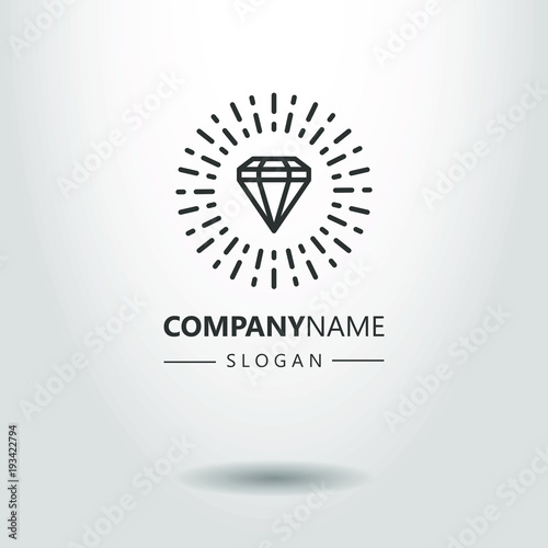 black and white diamond logo with rays