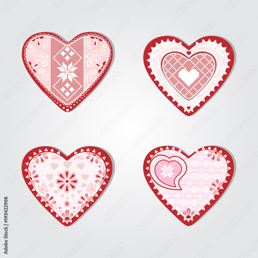 heart with white lace, vector heart, lace heart