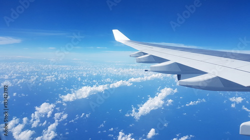 Flight on a clear blue sky