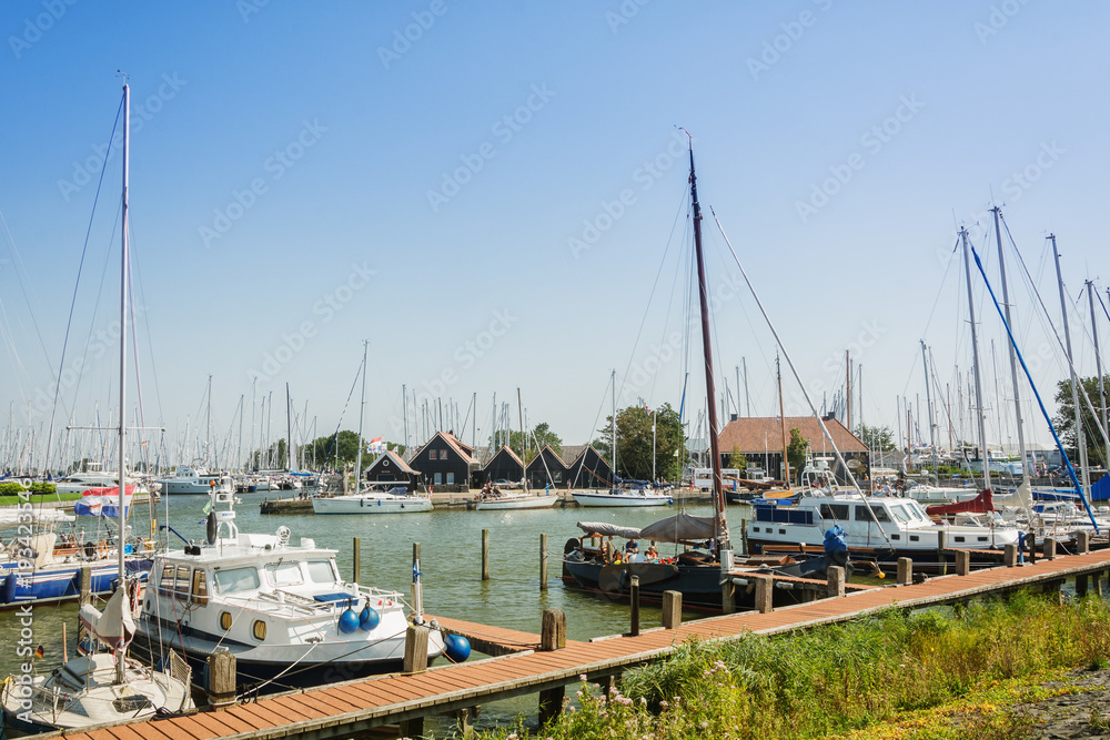 Fototapeta premium The marina at the Frisian town of Hindeloopen in the Netherlands