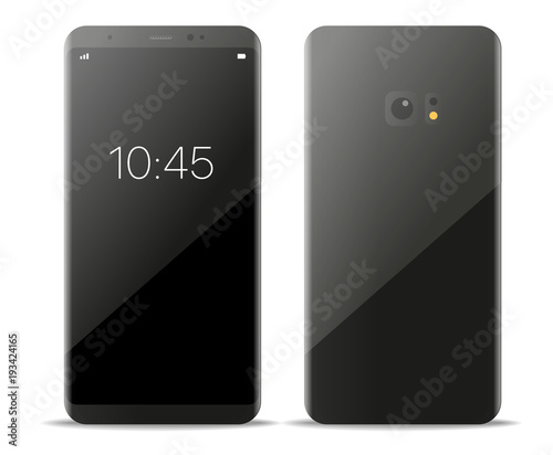 Modern frameless smartphone isolated on white background. Vector flat design elements