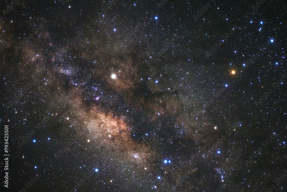 Milky way galaxy with stars and space dust in the universe, Long exposure photograph, with grain. Milky way galaxy with stars and space dust in the universe, Long exposure photograph, with grain.