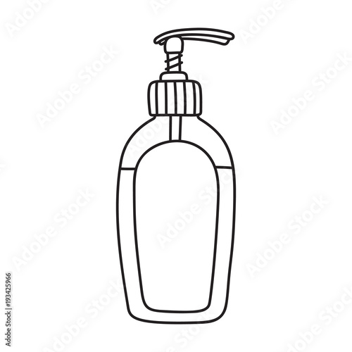 Drawing of liquid soap shower gel dispenser bottle