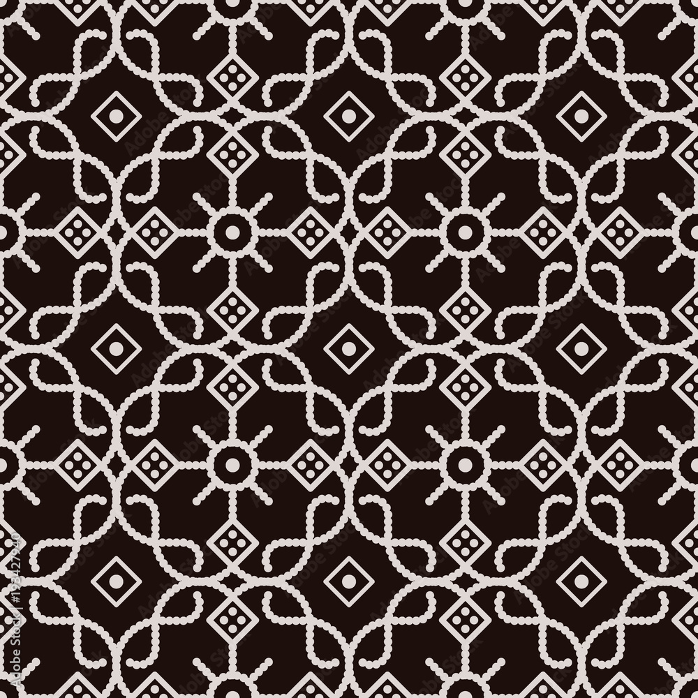 Seamless background southeast Asian retro aboriginal traditional art textile pattern curve square corner cross dot line flower frame Seamless background southeast Asian retro aboriginal traditional art textile pattern curve square corner cross dot line flower frame