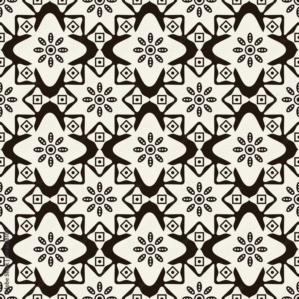 Seamless background southeast Asian retro aboriginal traditional art textile pattern curve star cross round flower