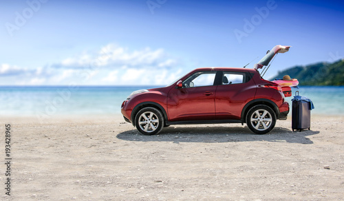summer car on beach and landscape of sea  © magdal3na