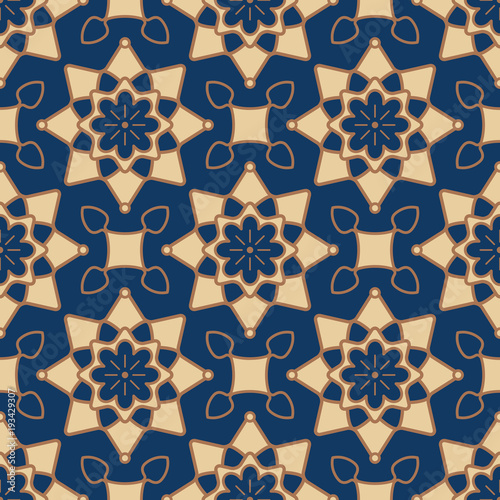 Seamless background southeast Asian retro aboriginal traditional art textile pattern round curve star cross frame flower