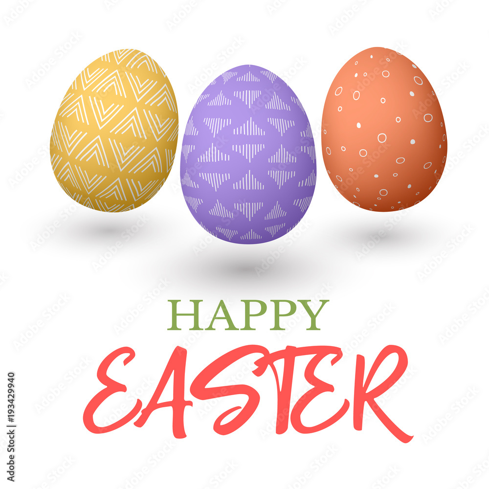Happy Easter. Easter jumping red and yellow and purple doodle decorated eggs vector illustration. Happy Easter. Easter jumping red and yellow and purple doodle decorated eggs vector illustration.