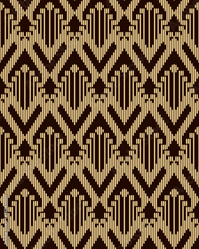 Seamless background southeast Asian retro aboriginal traditional art textile pattern arrow triangle check cross geometry line