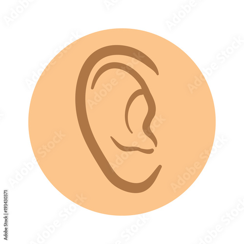 Human ear icon. Vector pictogram illustration, isolated on white background.