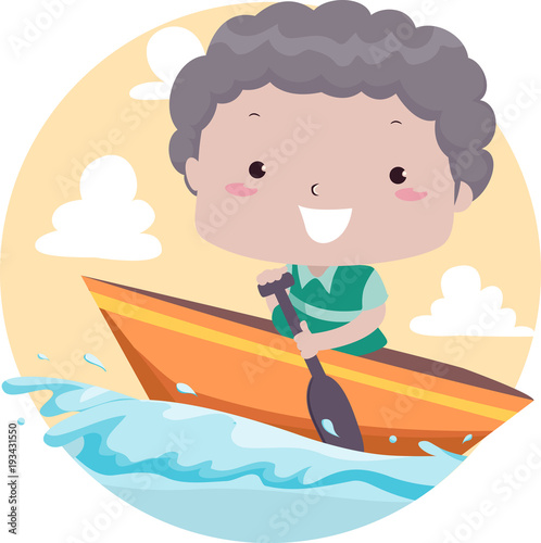 Kid Boy Travel By Boat Illu...