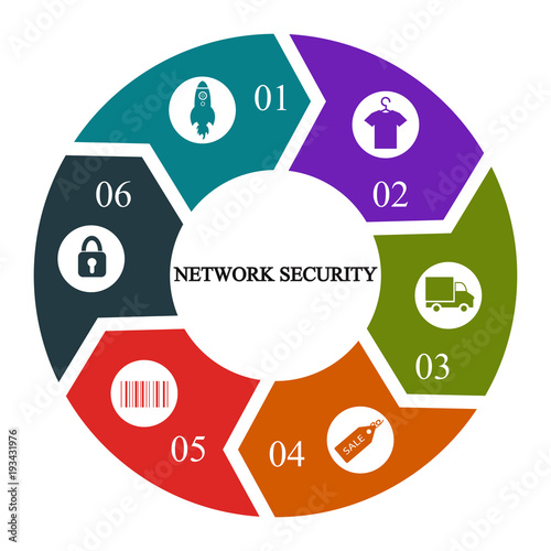 Business infographics. Pie chart with the inscription:network security