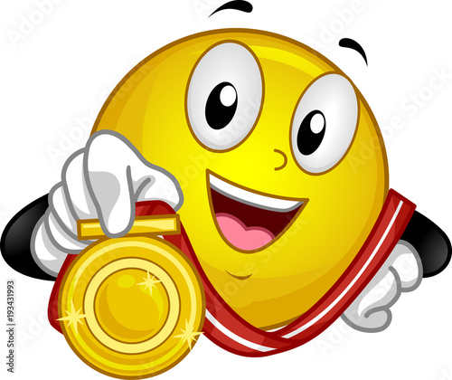 Mascot Smiley Medal Gold Illustration