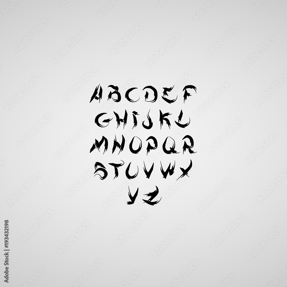Vector Alphabet Background. Brush Letters. Hand Lettering and Custom  Typography for Designs: Wallpaper Patterns, for Posters, Cards, etc. Vector  Illustrations. Demonic Alphabet. Stock Vector | Adobe Stock