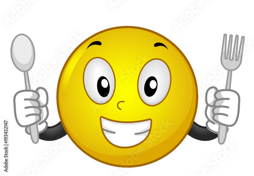 Mascot Smiley Spoon Fork Illustration