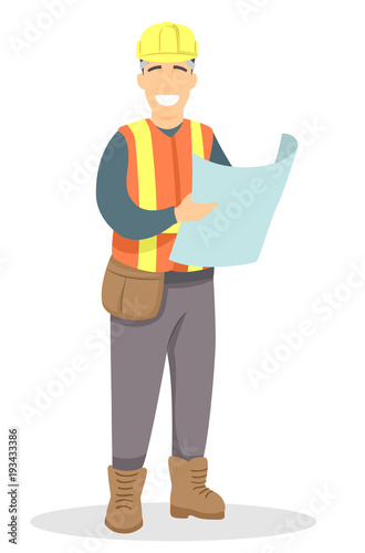 Man Foreman Plan Illustration