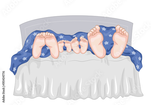 Family Sleep Feet Illustration