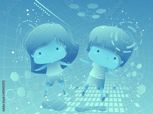 Kids Virtual Reality Illust...