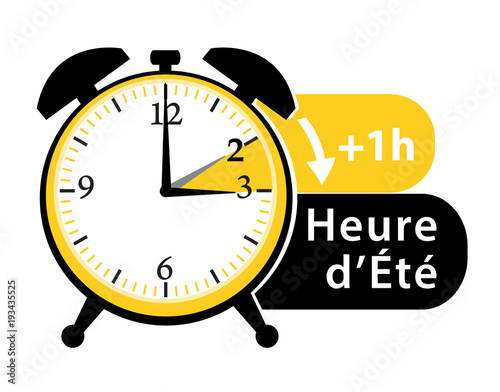 Changement d'heure ! Icône de passage à l'heure d'été. Réveil. II