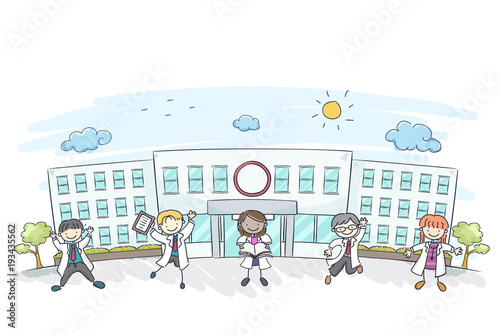 Stickman Kids Hospital Doctors Illustration