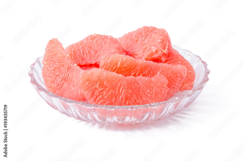 Pink Grapefruit Stücke, Glasschale Pink Grapefruit Stücke, Glasschale