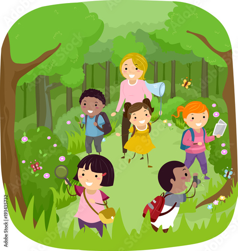 Stickman Kids Woodland Nature Illustration