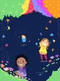 Stickman Kids Rainbow Colors Illustration