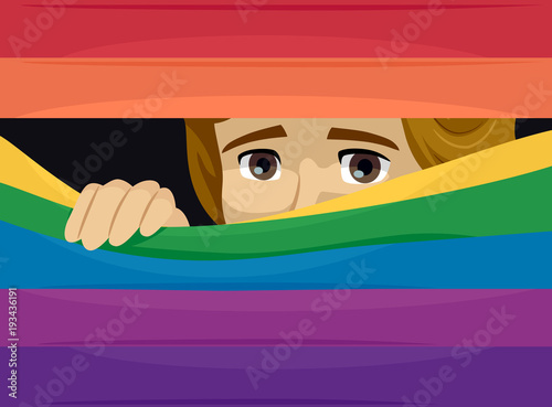 Gay Peek Rainbow Flag Afrai...