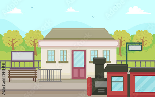 Rural Train Station Illustr...