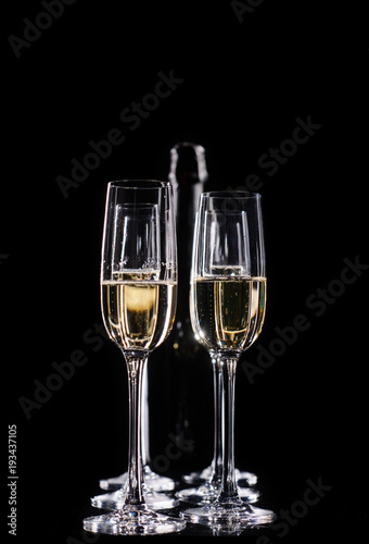 catering service. Silhouette champagne. The bubbles of champagne, new year party champagne