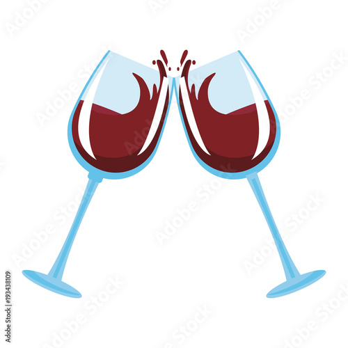 Wine cups toast icon vector illustration graphic design