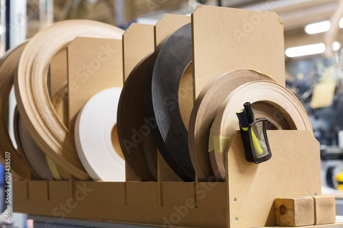veneer or edge band tapes at woodworking factory
