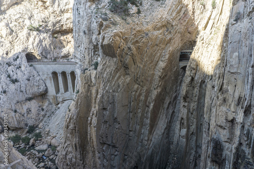 View from a mountain hiking trail Caminito del Rey. El Chorro. Province of Malaga. Spain.