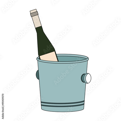 Champagne on ice bucket icon vector illustration graphic design