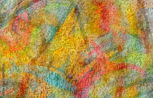 bunt beschmierte  Steinmauer, Farbkleckse © detailfoto