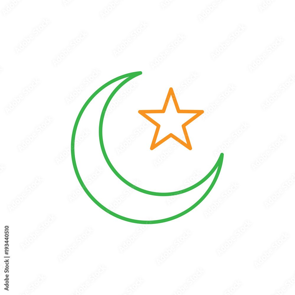 Obraz premium Islam symbol. Crescent moon and star. Simple monoline icon style for muslim ramadan and eid al fitr celebration.