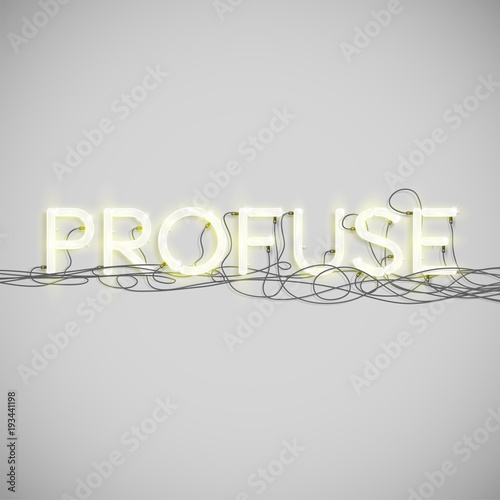 Neon electric word type, vector illustration.