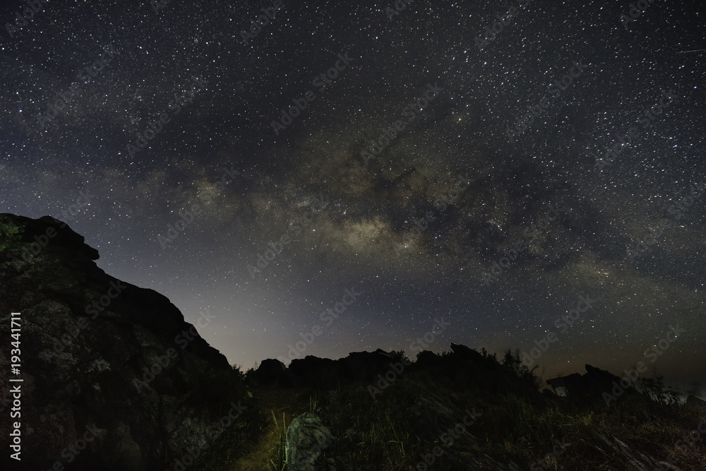 Galaxy Milky Way Stars in Galactic Milky Way in the Sky Northern Thailand In mid-February, Doi Pha Tam, Wiang Kaen, Chiang Rai