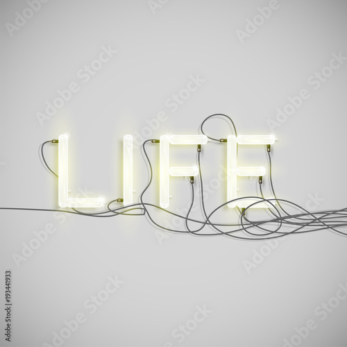 Neon electric word type, vector illustration.