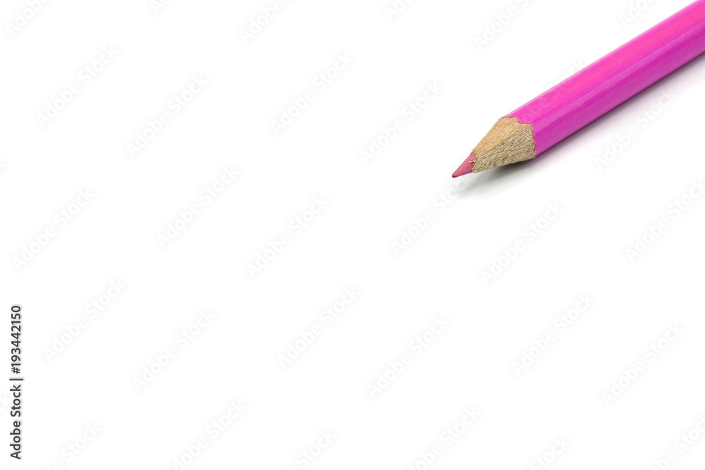 pink color pencils isolated on white background - Close up. pink color pencils isolated on white background - Close up.