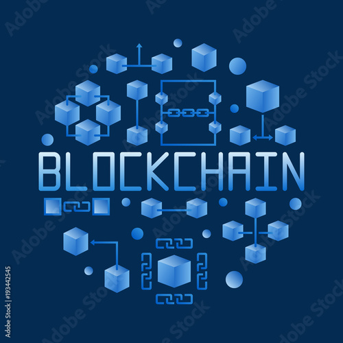 Blockchain colored round concept vector illustration