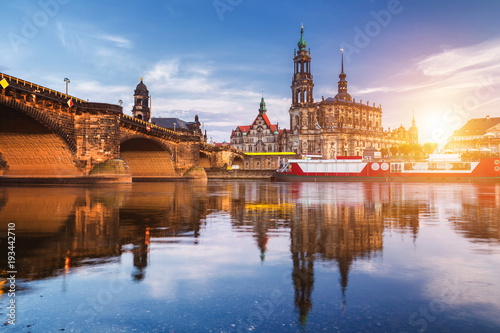 Dresden city skyline panorama at Elbe River and Augustus Bridge, Dresden, Saxony, Germany © daliu