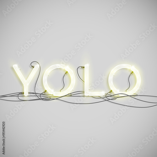 Neon electric word type, vector illustration.