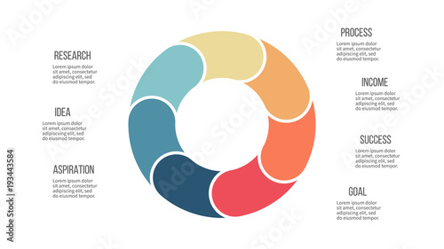 Business infographics. Pie chart with 7 sections. Vector template.