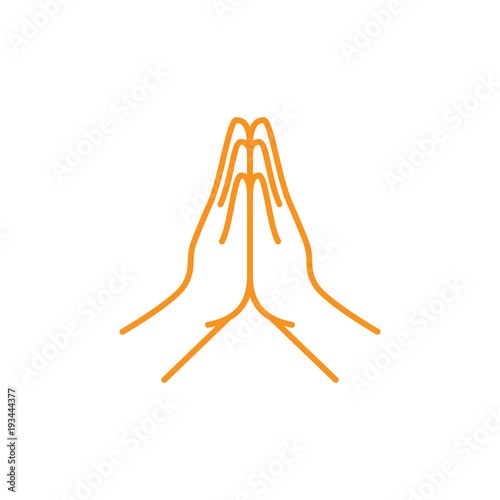Islam Forgive hand symbol. Simple monoline icon style for muslim ramadan and eid al fitr celebration.