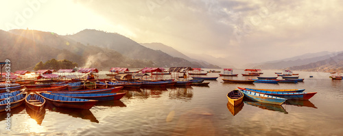 Boats on Lake Fewa, Pokhara, Nepal