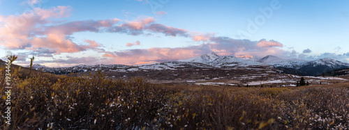 Panoramic view of Mt Andrews taken in the fall at sunrise