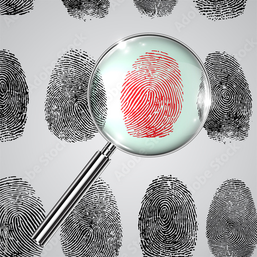 Fingerprint and a magnifier, vector.